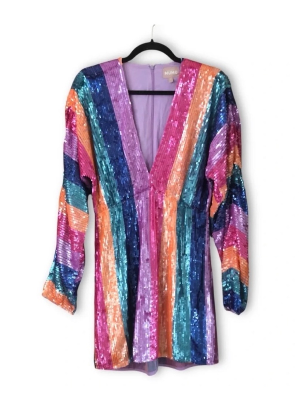 Show Me Your Mumu Kidman Mini Dress Neon Stripe Sequins Size Medium - Picture 2 of 9